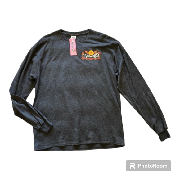 NWT Blessed Girl long sleeved charcoal gray tee "The Greatest of these is love" - Picture 8 of 8